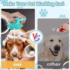 Summer Pet Bath Soap Dispenser Massage Brush, Silicone Massager Shampoo Dispensing Brush, Easy to Use, Comfort Dog Bath Shampoo Brush, Pet Massage Brush, Fall Gift