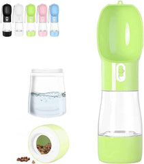 Outdoor Dog Water Bottle Dispenser - Leak Proof Water Bottle for Dogs on the Go with Food Container Multifunctional Travel Dog Water Bottle(Green)