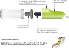 Dog Water Bottle with Filter BPA Free, Leak Proof Dog Drinking Bowl, Food Grade Material, Lightweight Portable Pet Water Bottle for Walking, Hiking, Travel
