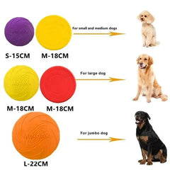 Dog interactive game toy sizes for small to jumbo dogs with breed examples shown.