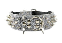 Black Spiked Leather Dog Collar for Large Breeds