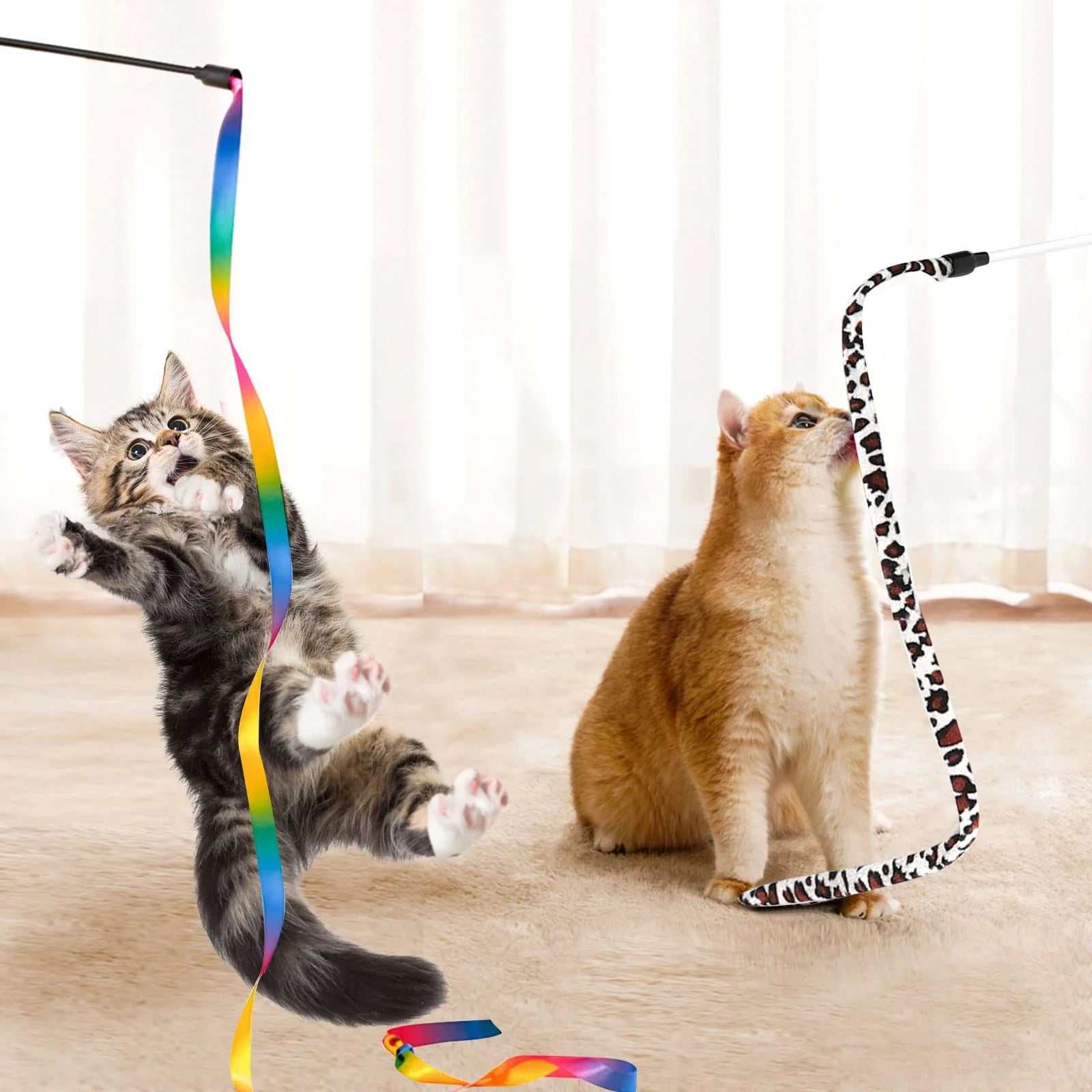 34-Piece Interactive Cat Toy Set with Collapsible Tunnels, Catnip Feather Teaser Wand, and More