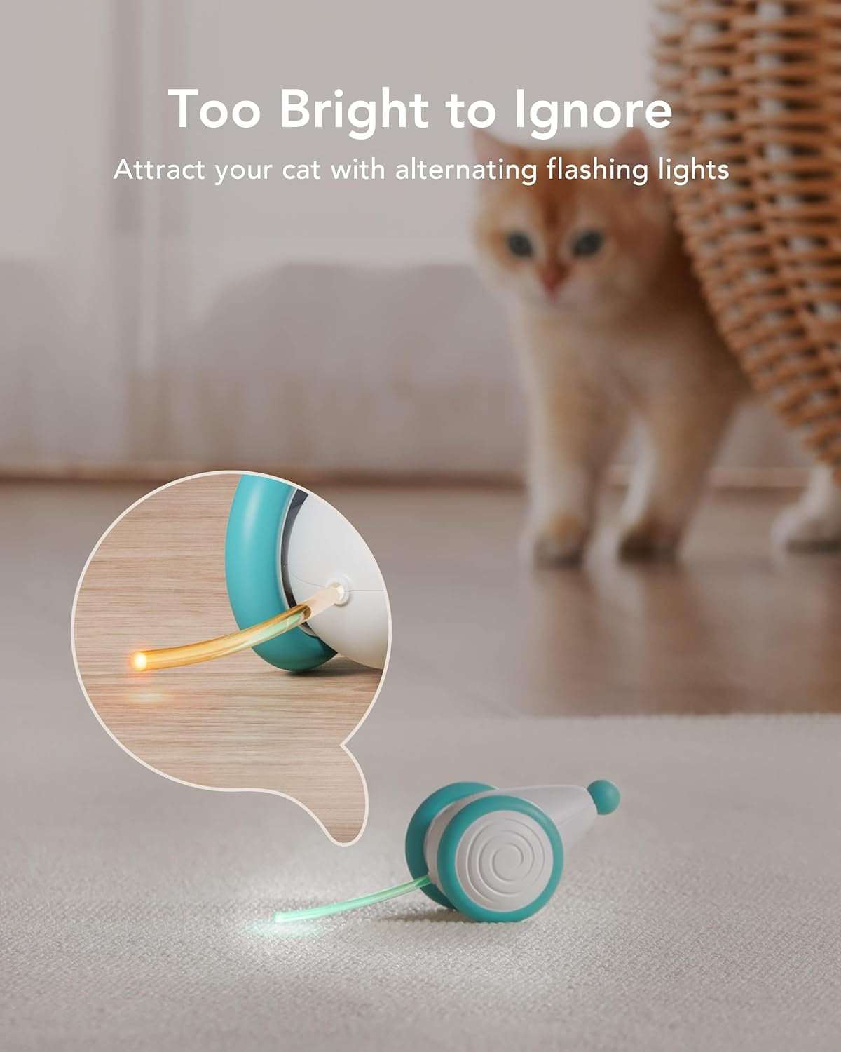 Interactive Cat Toys for Indoor Cats, Automatic Cat Toy with LED Lights, Cat Mouse Toys, Smart Sensing Moving Electric Cat Toys, USB Rechargeable