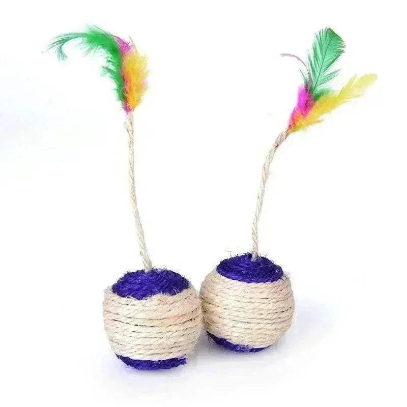 1Pc Cat Toy Sisal Scratching Ball Training Interactive Toy for Kitten Pet Cat Supplies Feather Toy Cat Toys Interactive