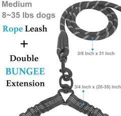 Iyoshop 360° Tangle-Free Double Dog Leash with Shock Absorbing Bungee – Perfect for Medium & Large Dogs