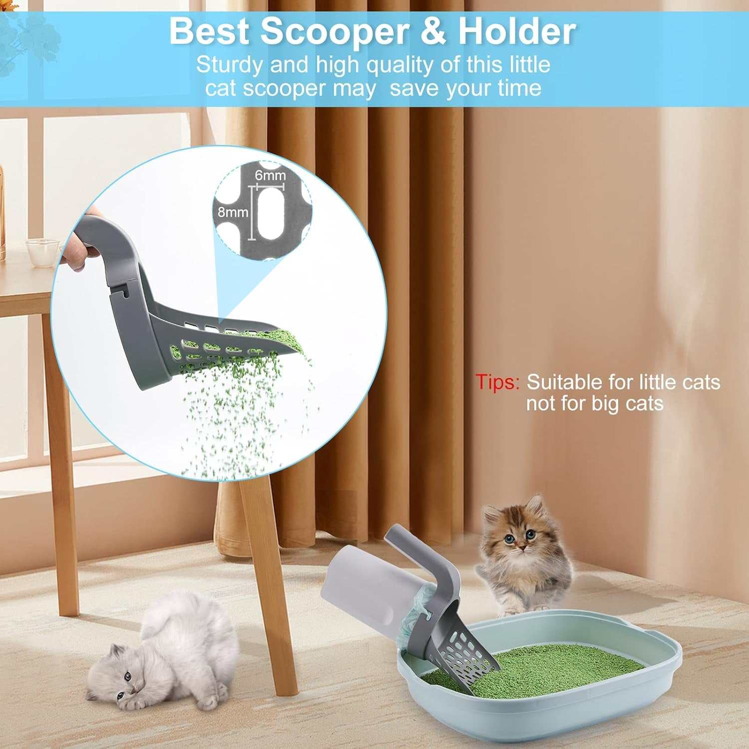 Cat Litter Scooper with Holder, Cat Litter Shovel with Waste Can and Refill 135 Bags(9 Boxes of 15 Bags), Large Capacity Cat Scooper Portable Shovel