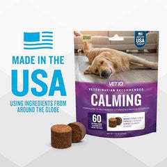 VetIQ Calming Support Supplement for Dogs, Calming Chews Help Manage Stress and Promote Relaxation, Anxiety Relief for Dogs, Made in The USA, 60 Count VETIQ