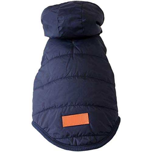 Vecomfy Fleece Lining Extra Warm Dog Hoodie in Winter,Small Dog Jacket Puppy Coats with Hooded,Blue S vecomfy