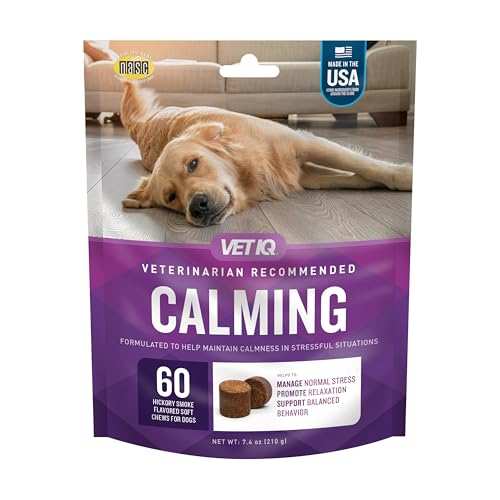 VetIQ Calming Support Supplement for Dogs, Calming Chews Help Manage Stress and Promote Relaxation, Anxiety Relief for Dogs, Made in The USA, 60 Count VETIQ