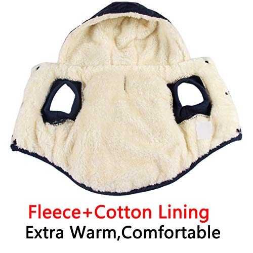 Vecomfy Fleece Lining Extra Warm Dog Hoodie in Winter,Small Dog Jacket Puppy Coats with Hooded,Blue S vecomfy