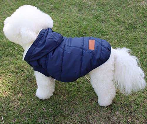 Vecomfy Fleece Lining Extra Warm Dog Hoodie in Winter,Small Dog Jacket Puppy Coats with Hooded,Blue S vecomfy