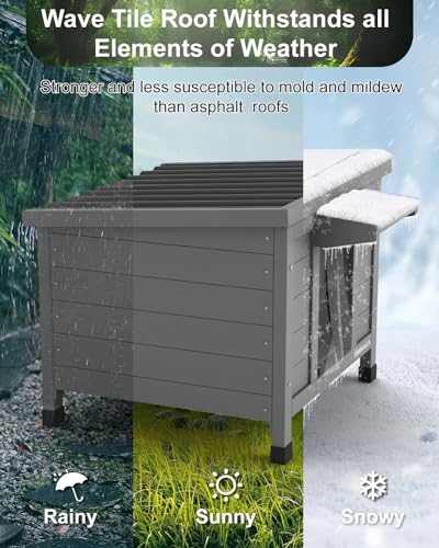 TIMHAKA Outdoor Cat House Feral Cat Shelter Waterproof All-Round Foam Insulated, Large Outside Feral Cat Enclosure Wooden Cat Condos for Multiple Cats 21.3" L x 19.9" W x 18.9" H TIMHAKA