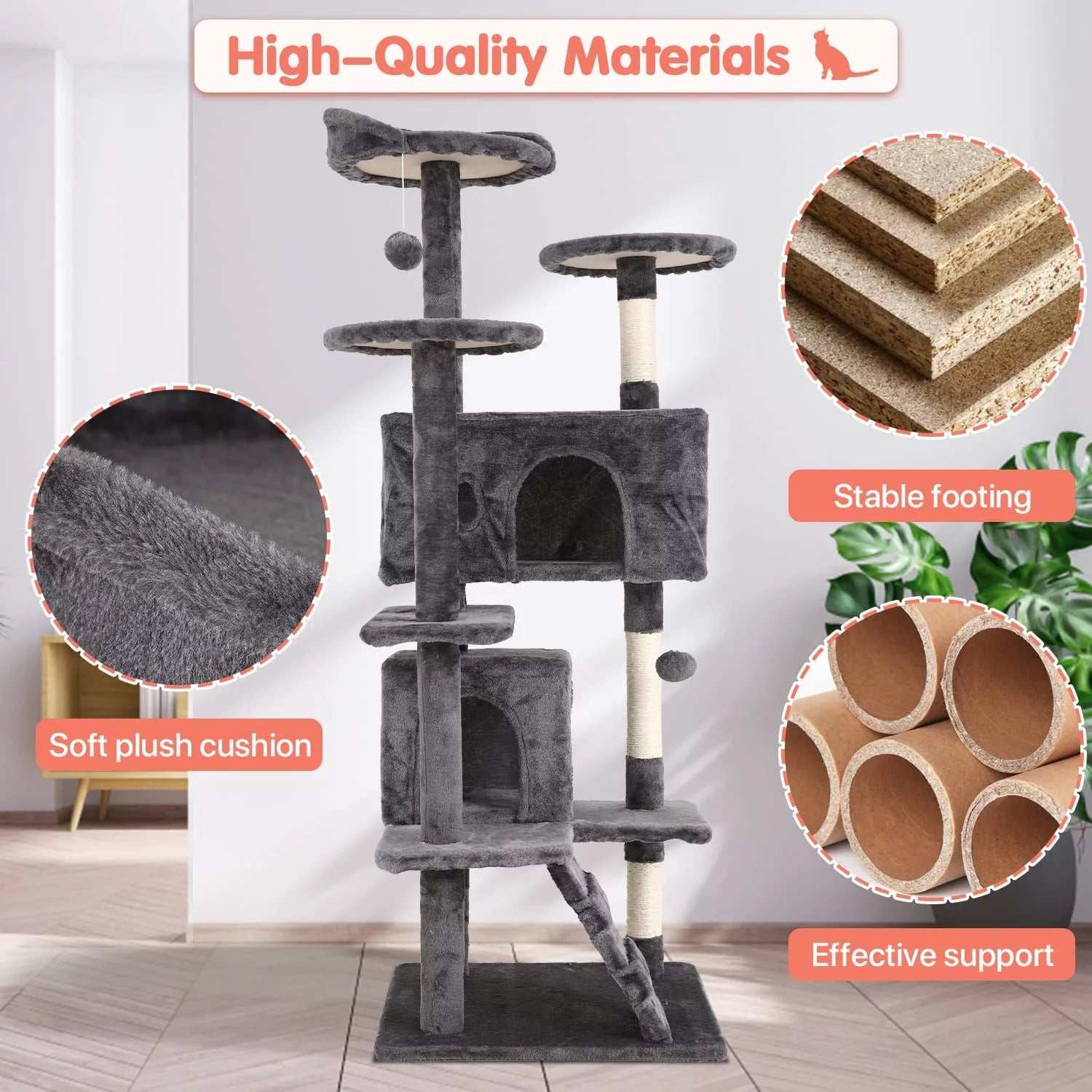 Double Condo Cat Tree Tower Ultimate Play Rest Spot for Feline Friend