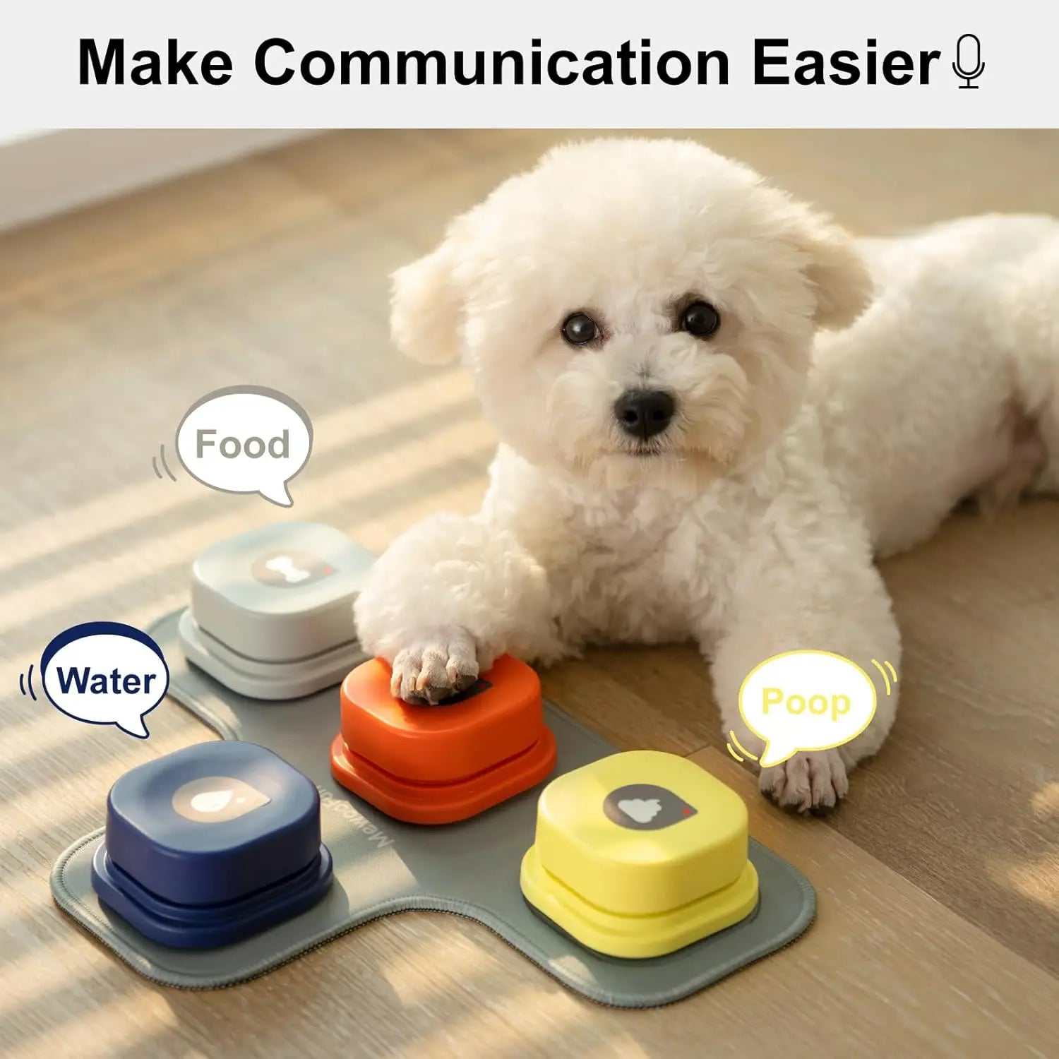 Dog Button Record Talking Pet Communication Vocal Training Interactive Toy Bell Ringer with Pad and Sticker Easy to Use