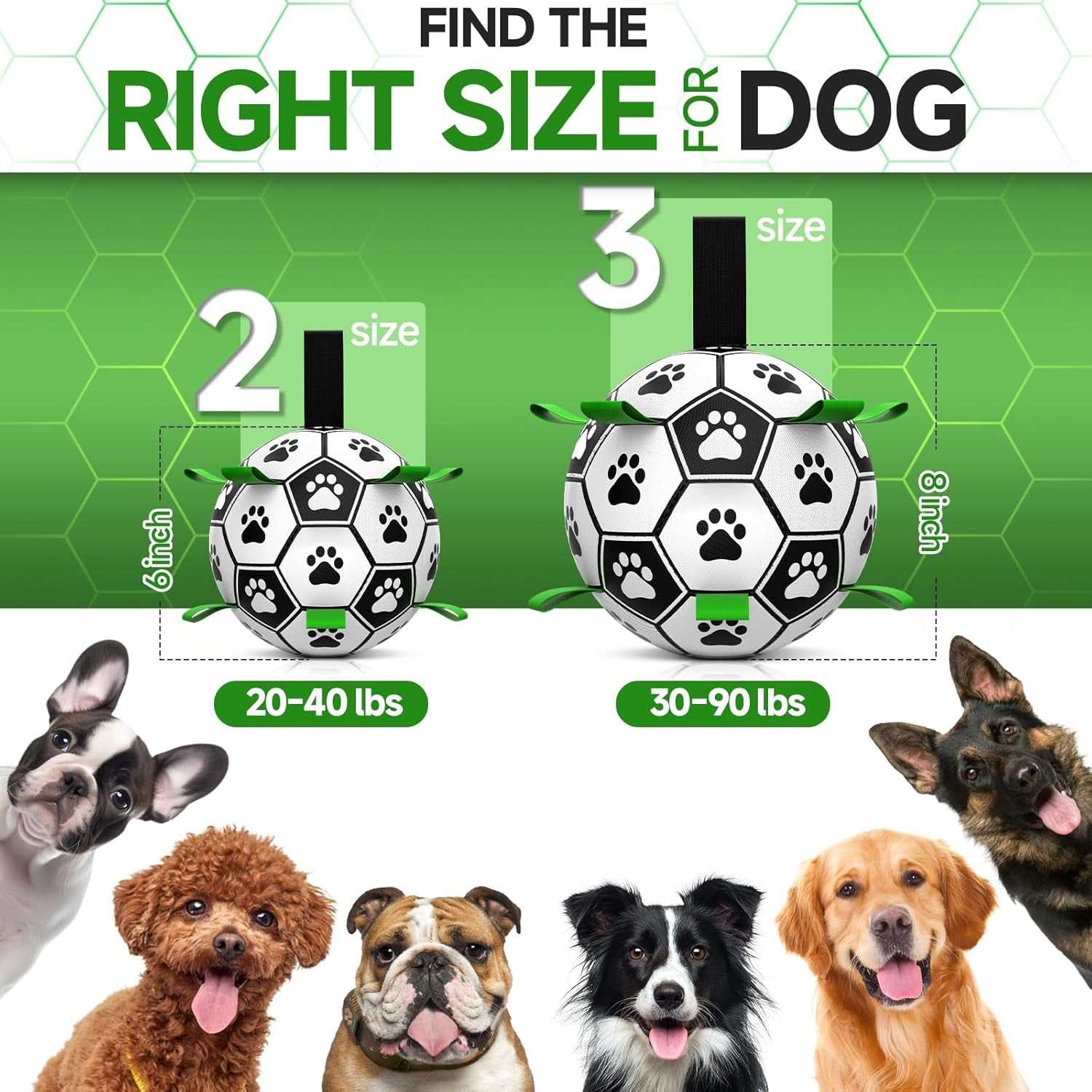 Dog Toys Soccer Ball with Straps, Interactive Dog Toys for Tug of War, Puppy Birthday Gifts, Dog Tug Toy, Dog Water Toy, Durable Dog Balls World Cup for Small & Medium Dogs（6 Inch）