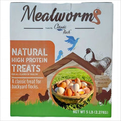 Classic Flock 5lb Dried mealworms - High Protein, Pure Natural, Delicious - Ideal for Chickens, Birds, Ducks, Lizards, Turtles, Fish, and Reptiles, 5lb Meal Worms Classic Flock