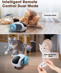 Cat Toys for Indoor Cats, Smart Interactive Cat Toy with Two-Speed Adjustment, Remote Control USB Rechargeable Automatic Cat Exercise Toys for Bored Indoor Adult Cats Kittens (Blue)