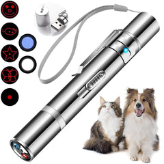 Cowjag Cat Toys, Laser Pointer with 5 Adjustable Patterns, USB Recharge Laser, Long Range and 3 Modes Training Chaser Interactive Toy, Dog Laser Toy Cowjag