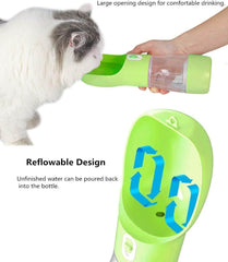 Outdoor Dog Water Bottle Dispenser - Leak Proof Water Bottle for Dogs on the Go with Food Container Multifunctional Travel Dog Water Bottle（Green）