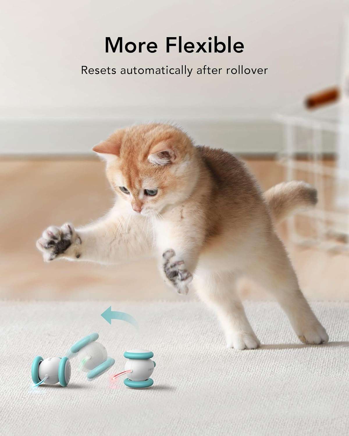 Interactive Cat Toys for Indoor Cats, Automatic Cat Toy with LED Lights, Cat Mouse Toys, Smart Sensing Moving Electric Cat Toys, USB Rechargeable