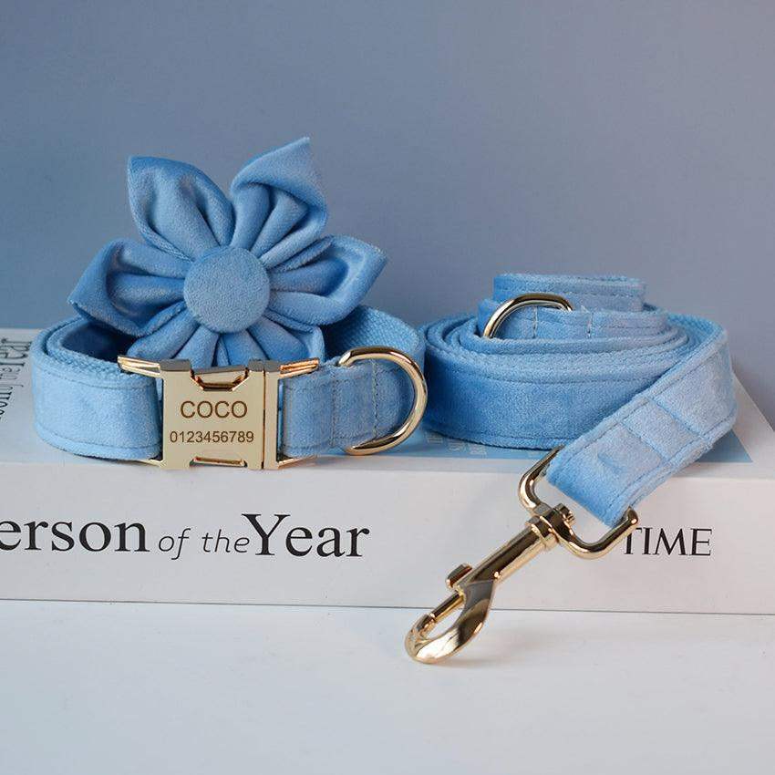 Luxury Velvet Dog Collar and Leash Set