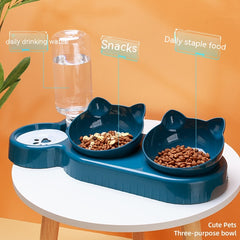 Productos antivuelco para mascotas de plástico con doble cuenco para gatos