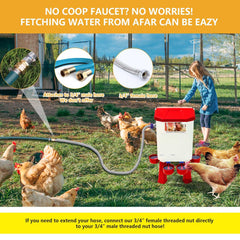 Lilyang Float-Controlled Automatic Chicken Waterer for Continuous Fresh Water, Self Filling Chicken Waterer with 60 Inch Water Hose (One End 3/4''), Suitable for Quail Duck Turkey Lilyang