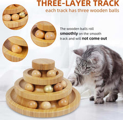 Cat Ball Track Toy,Kitty Toys Roller,3-Level Ball Tower with 9 Removable Balls,Interactive Cat Toy, DIY Circle Fun Toy for Kitten Mental Physical Exercise - Medium Size