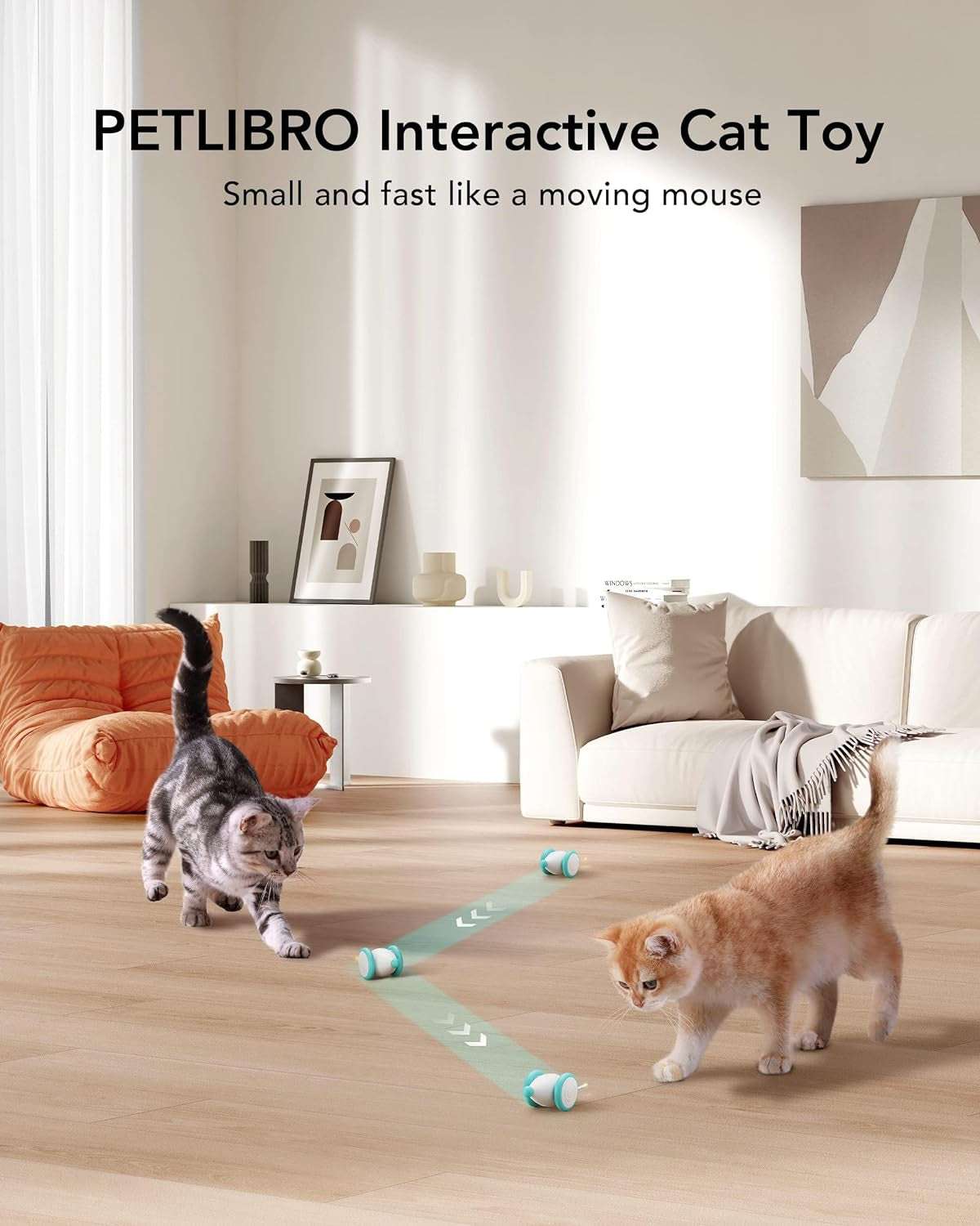 Interactive Cat Toys for Indoor Cats, Automatic Cat Toy with LED Lights, Cat Mouse Toys, Smart Sensing Moving Electric Cat Toys, USB Rechargeable