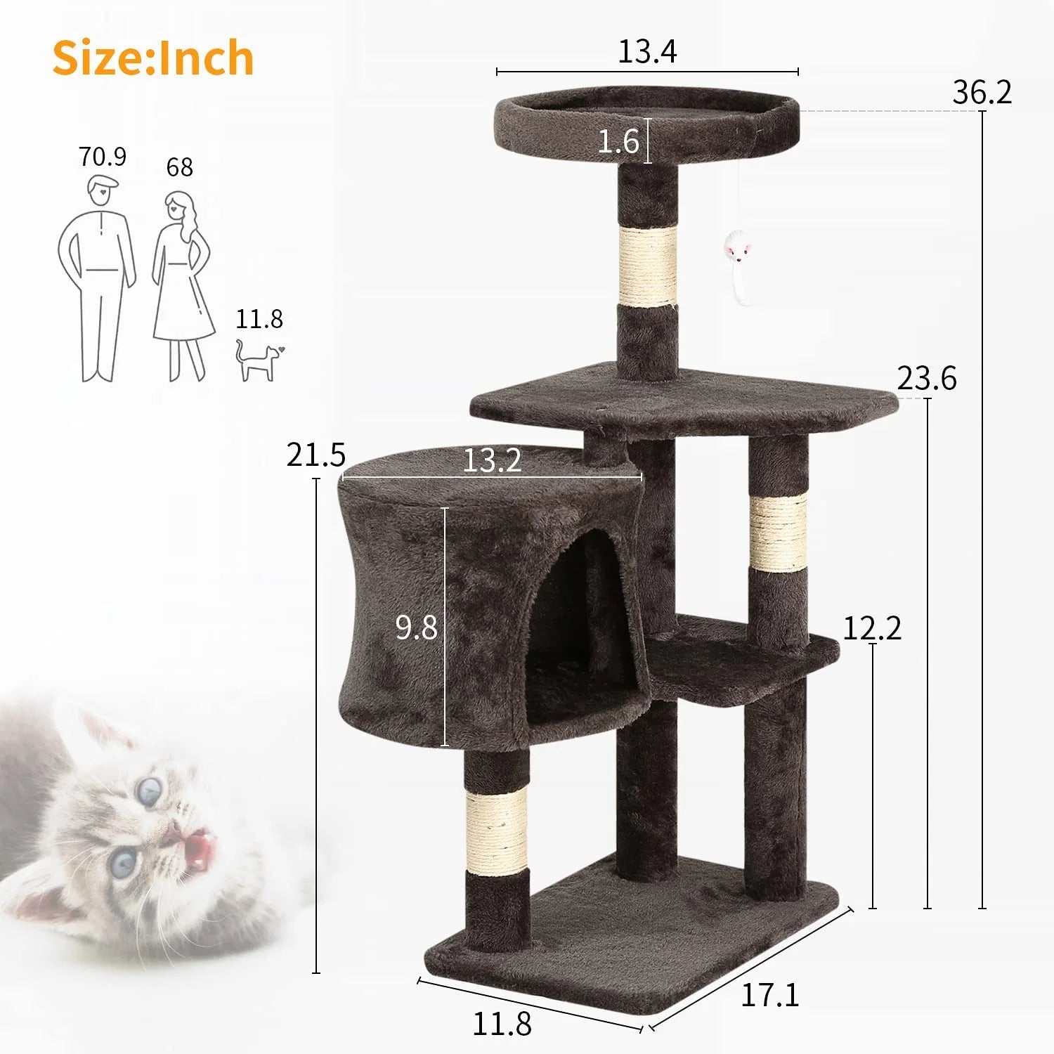 Multi-Level Cat Tree: Ultimate Cat Playground, Comfort, Relax and Rest