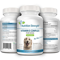 Nutrition Strength Vitamin E for Dogs, Promote Cardiovascular Health, Support Cell Membranes, Vitamin E Complex to Boost Dog Immune System Plus Zinc, Selenium, Folate, Salmon Oil, 120 Chewable Tablets Nutrition Strength