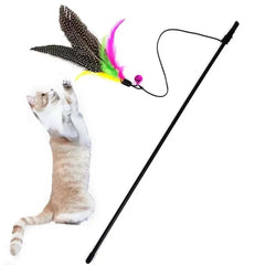 Interactive Cat Teaser Toy with Bell and Feathers – Perfect for Playful Cats