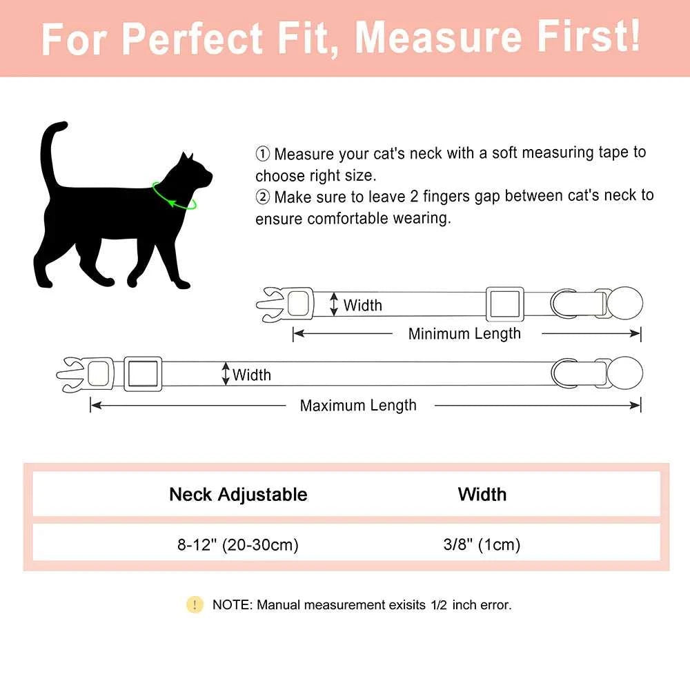 Custom Cat Collar PU Leather Cats Collars Necklace Safety Breakaway Pet Kitten Puppy Collars Anti-Lost for Cats Free Engraved