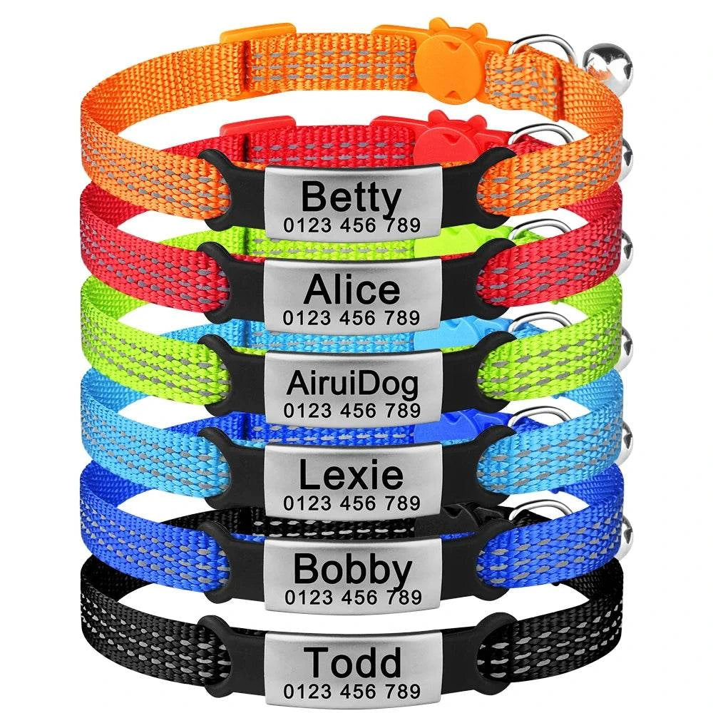 Breakaway Cat Collar Adjustable Safe and Personalized ID Collar with Bell