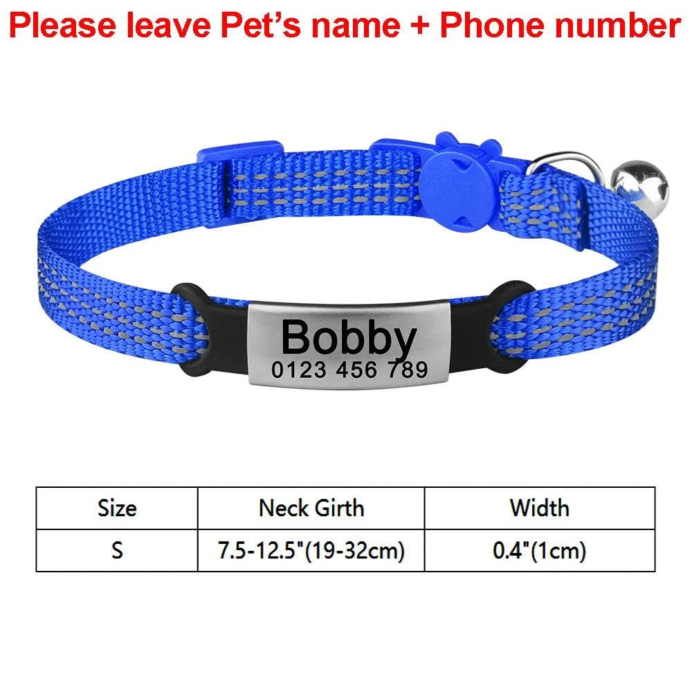 Breakaway Cat Collar Adjustable Safe and Personalized ID Collar with Bell