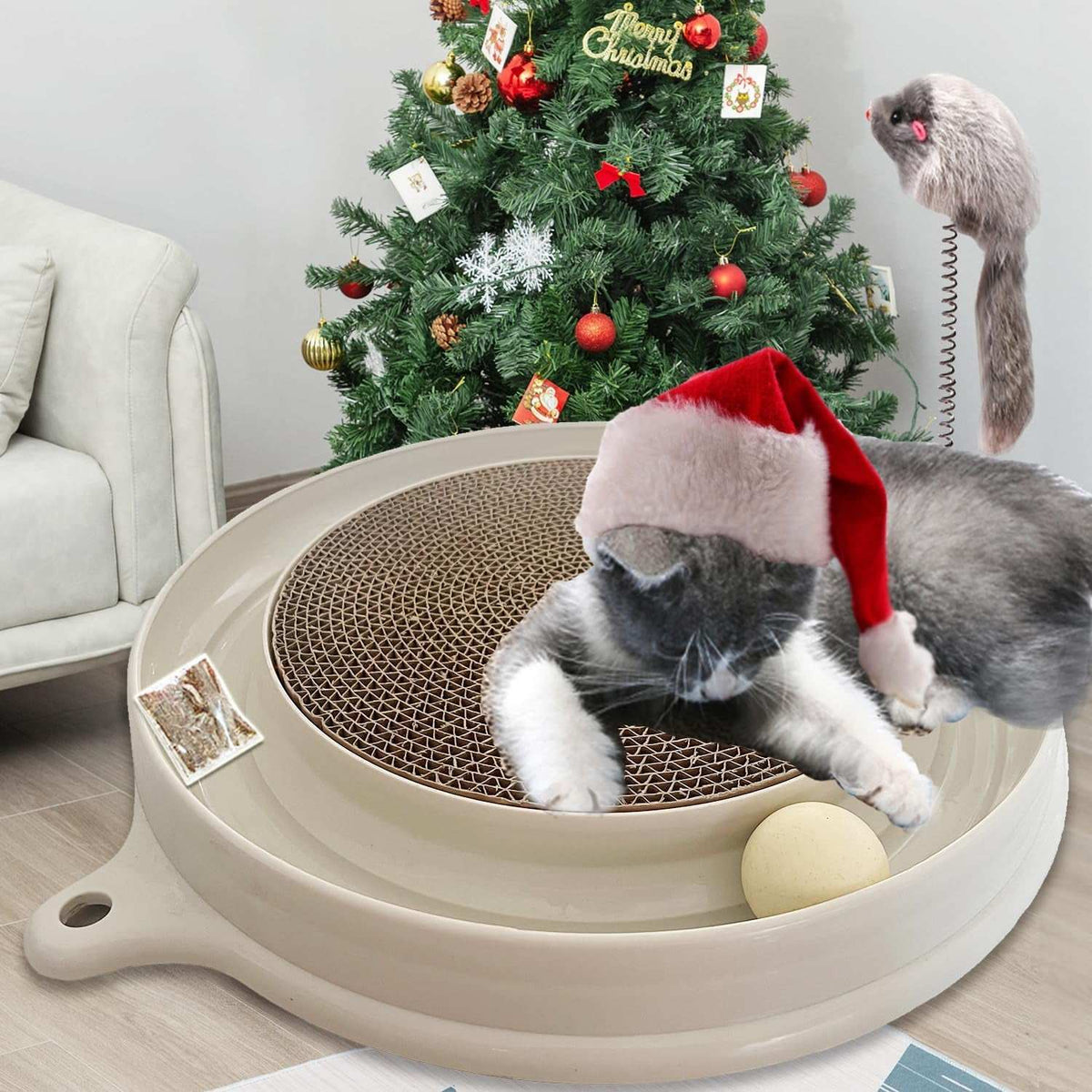 Cat Scratcher Toy, Cat Toy, Scratch Pad,Scratching Toy,Post Pad Interactive Training Exercise Mouse Play Toy with Ball (Milk Shake)