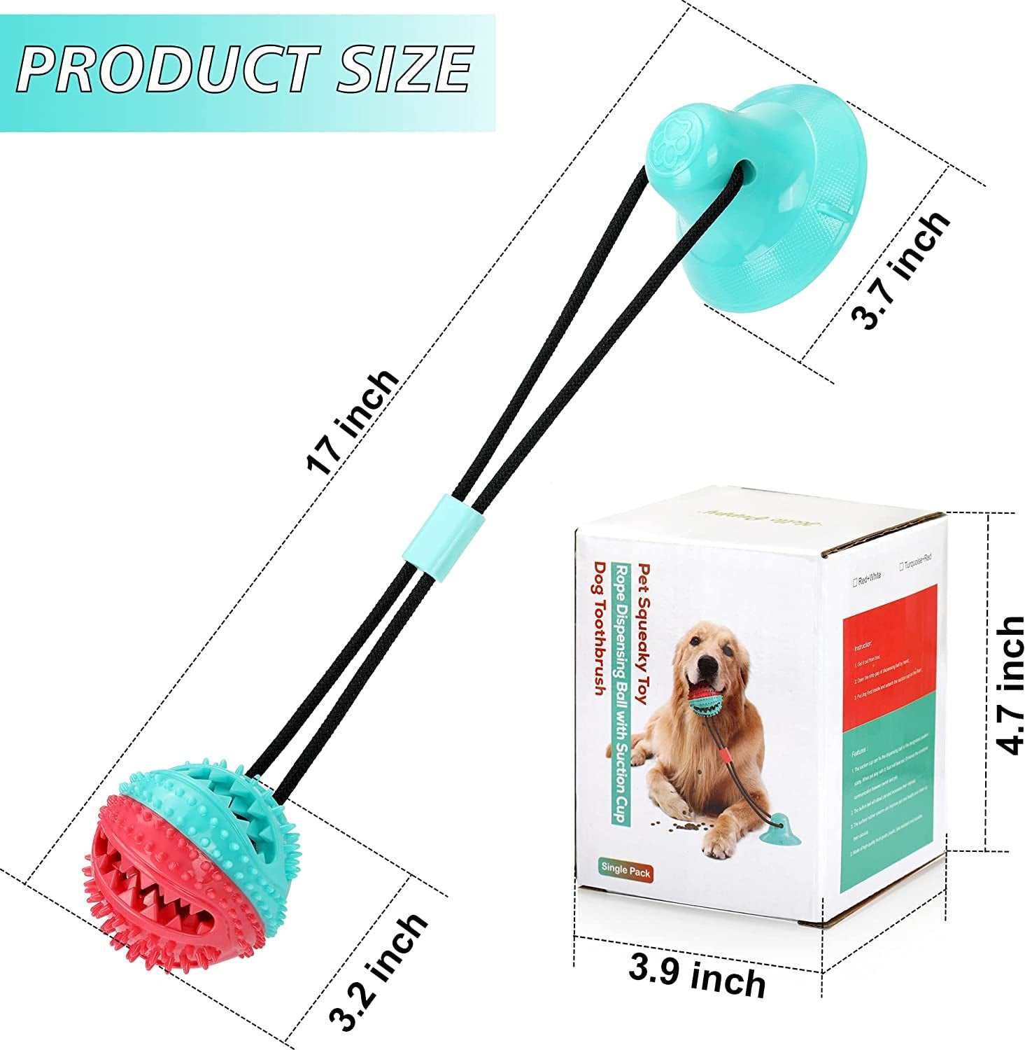 Interactive Dog Toys Tug of War, Mentally Stimulating Toys for Dogs, Puppy Teething Toys for Boredom to Keep Them Busy, Dog Puzzle Treat Food Dispensing Ball Toy for Small Medium Dogs