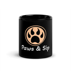 "Paws & Sip" Black Glossy Mug MBF Goods