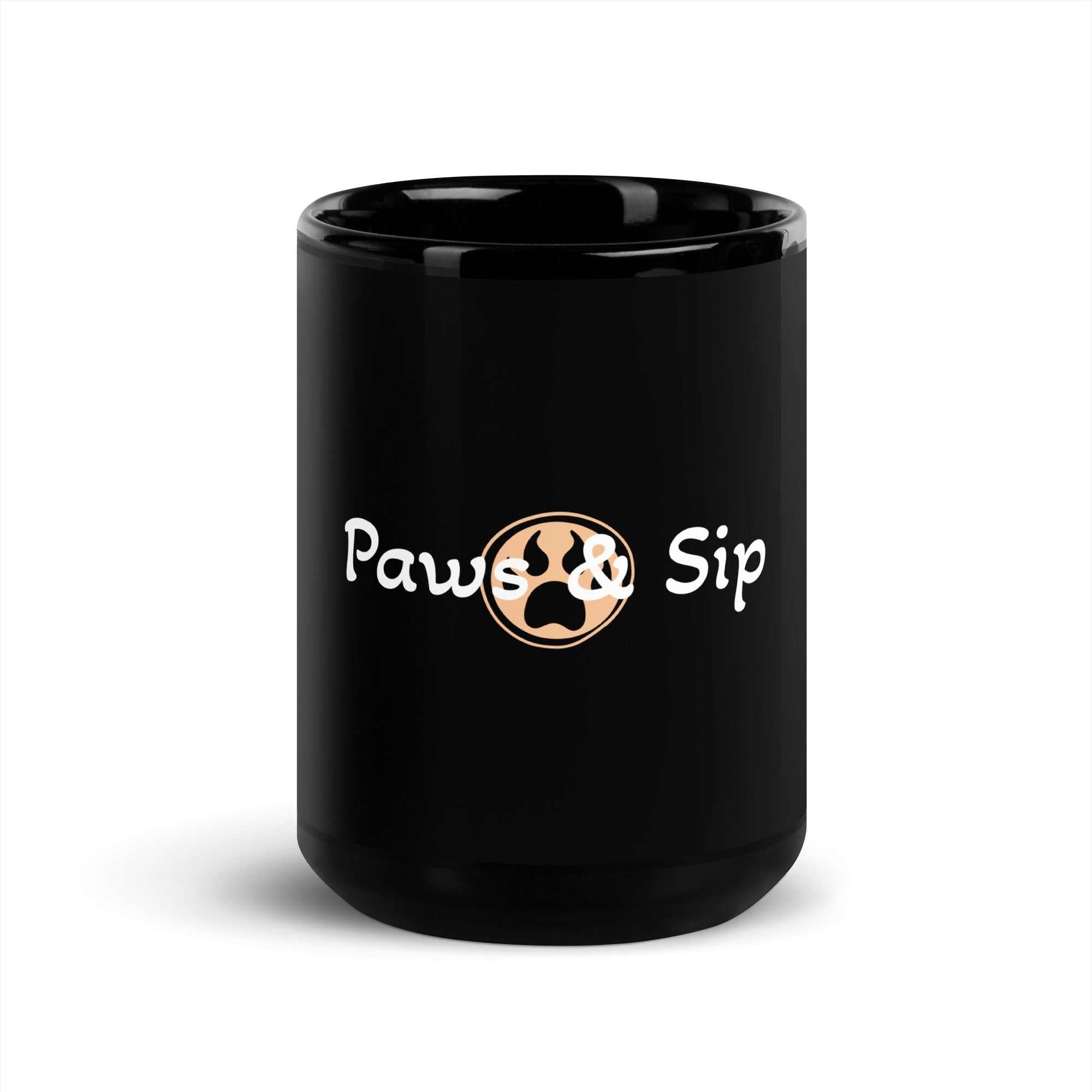 "Paws & Sip" Black Glossy Mug MBF Goods