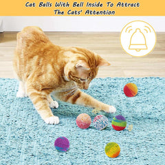 Cat Toys Balls, Woolen Yarn Cat Ball Toy with Bell Inside, Cat Toys for Indoor Cats, Interactive Cat Chew Toys for Kitty Kitten, 6 Pack