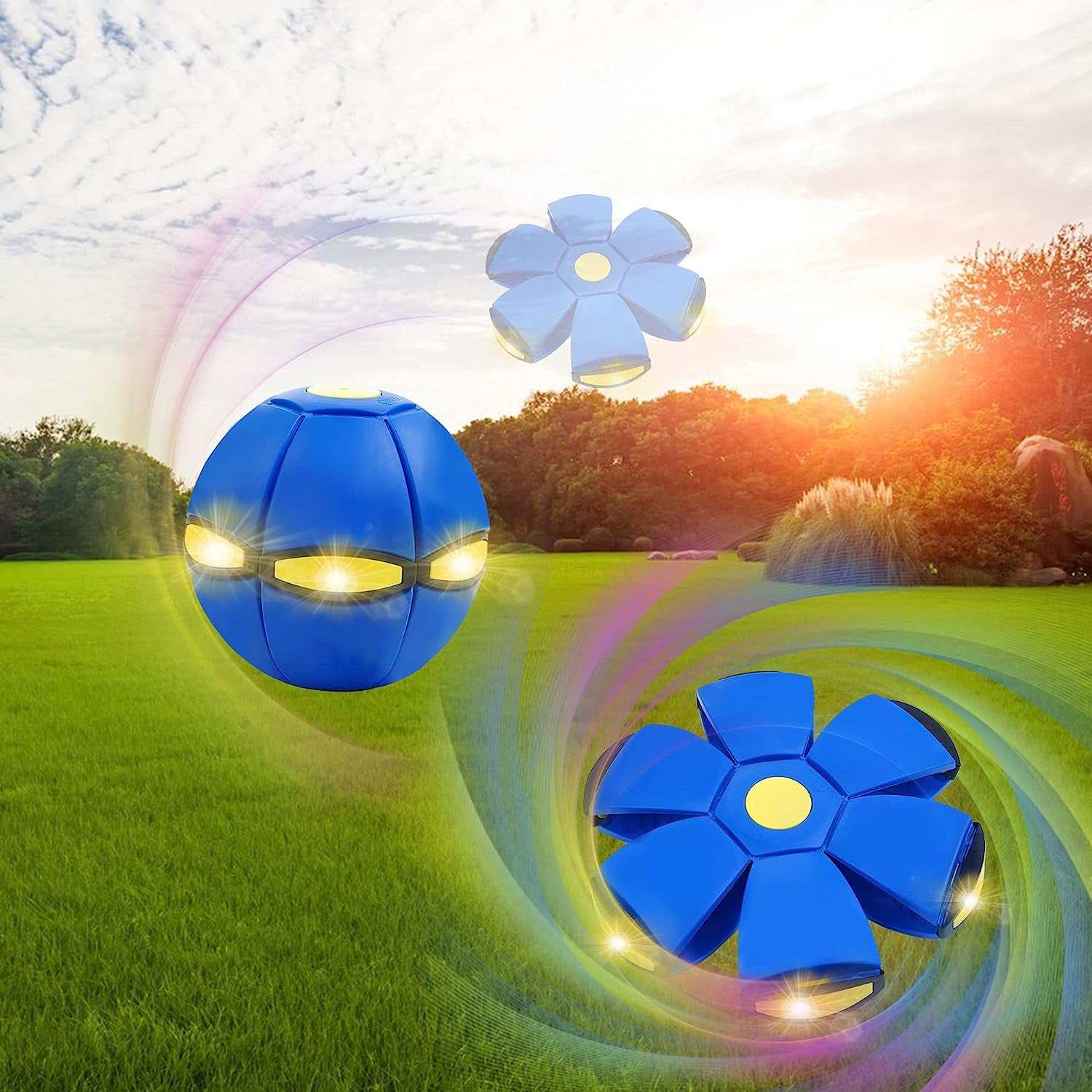 Pet Toy Flying Saucer Ball Dog Balls - Light Herding Toy for Rolling Fun (6 Lights)